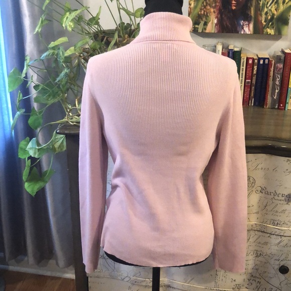 PETITE SOPHISTICATE RIBBED STRETCH TURTLENECK PINK SIZE LARGE - Picture 5 of 12